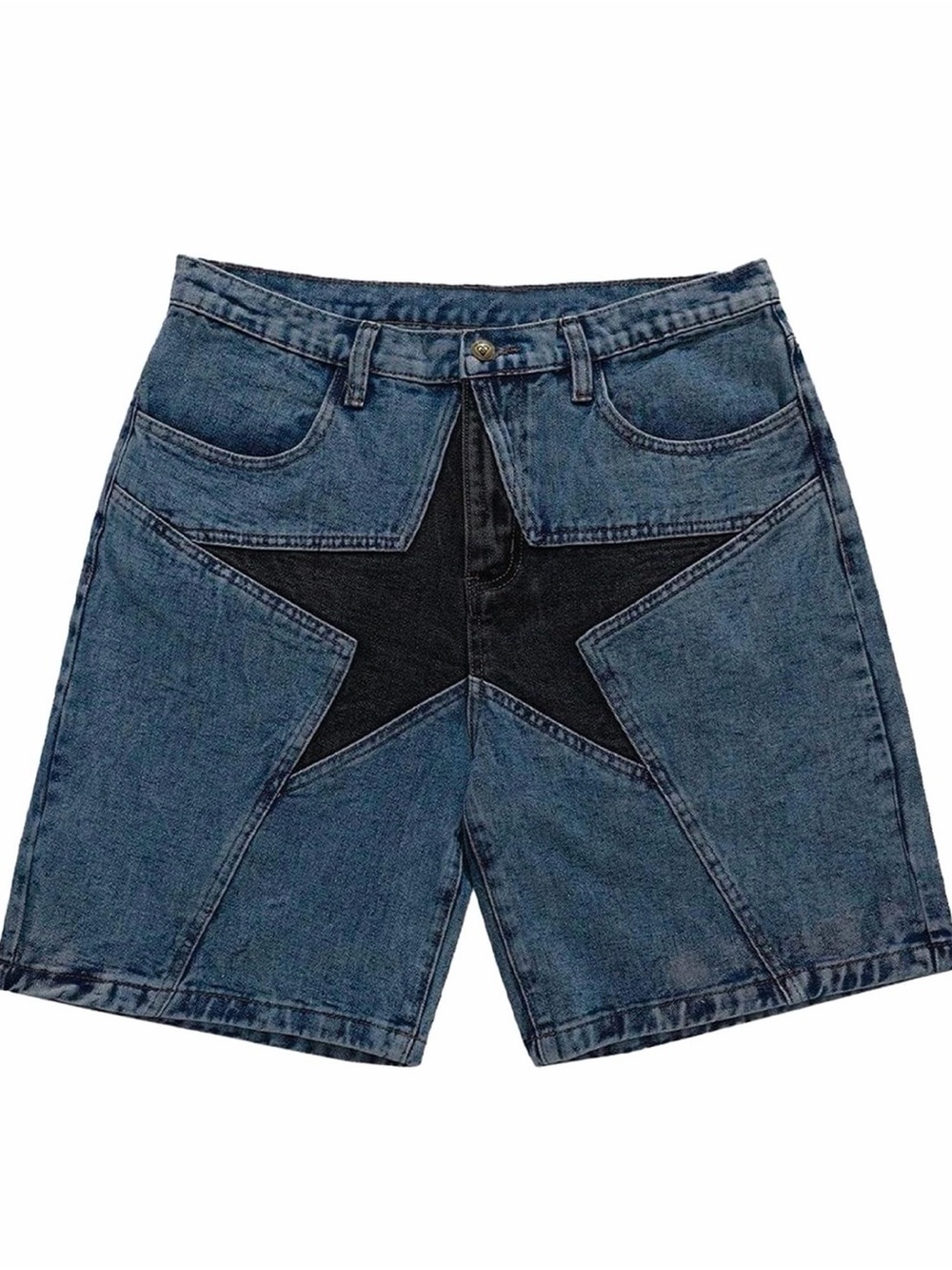 Aelfric Eden Mens Star Patchwork Casual Denim Shorts